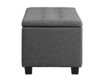 Oikiture Storage Ottoman Blanket Box Faux Linen Chest Toy Foot Stool LARGE Grey