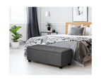 Oikiture Storage Ottoman Blanket Box Faux Linen Chest Toy Foot Stool LARGE Grey