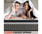 Royal Sleep Double Mattress 30cm Euro Top 9 Zone Pocket Spring Foam Plush Firm