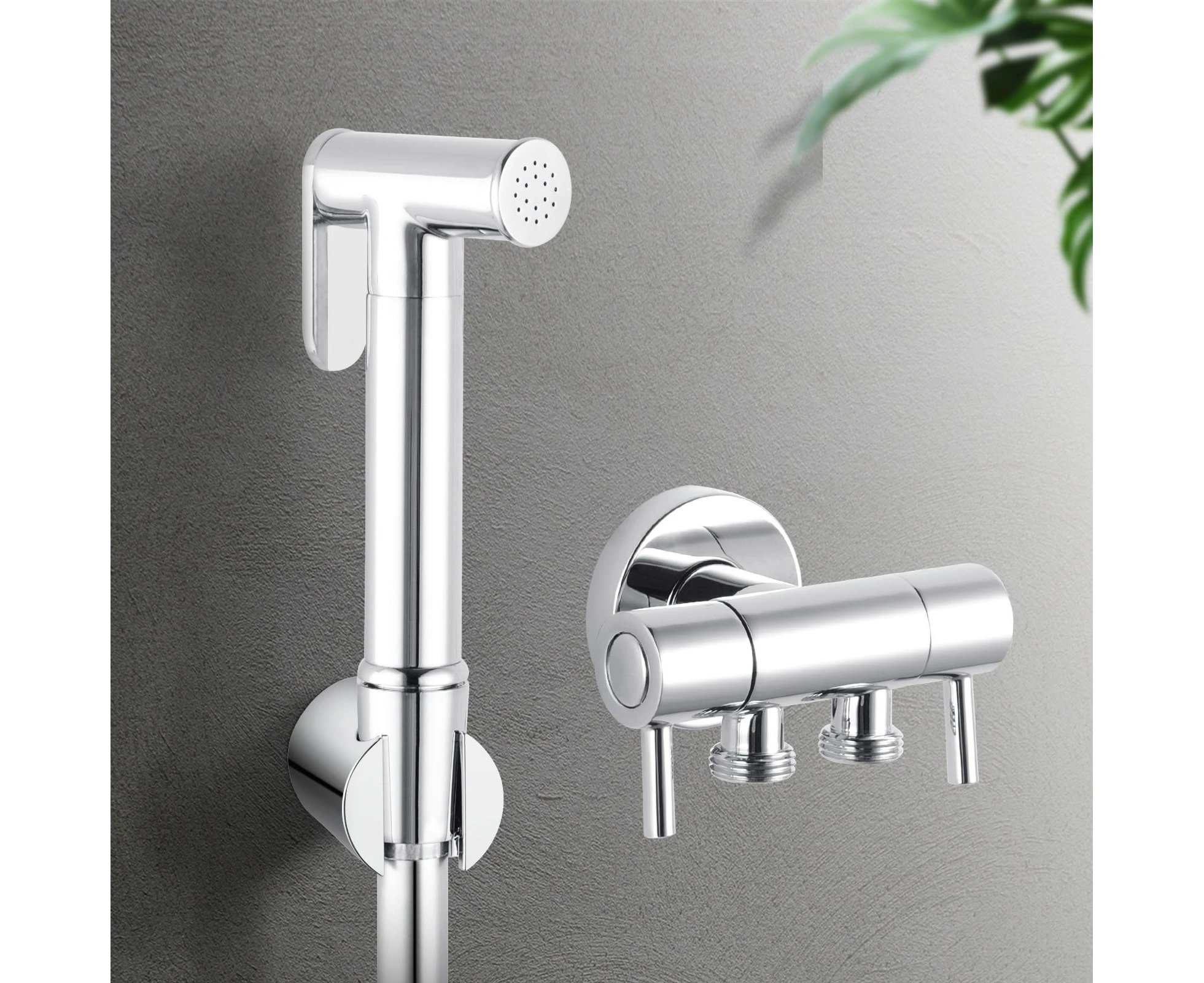 Brass Toilet Bidet Spray Handheld Sprayer Wash Kit Dual Control Cistern Cock tap diverter double outlet Chrome