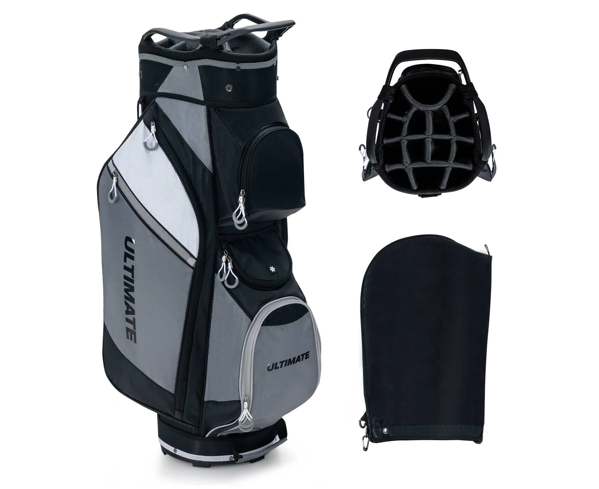 Costway 14-Way Golf Cart Stand Bag w/Cooler Bag Waterproof Valuable Pocket Rain Hood