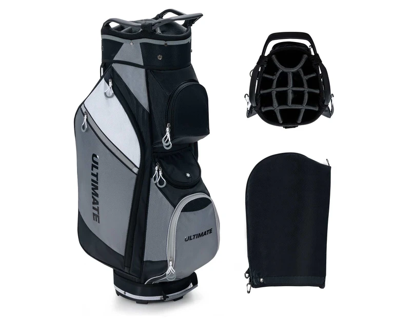 Costway 14-Way Golf Cart Stand Bag w/Cooler Bag Waterproof Valuable Pocket Rain Hood