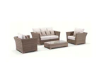 Coco 2+1+1 Seater Outdoor Wicker Lounge Set with Coffee Table - Outdoor Wicker Lounges - Chestnut Brown