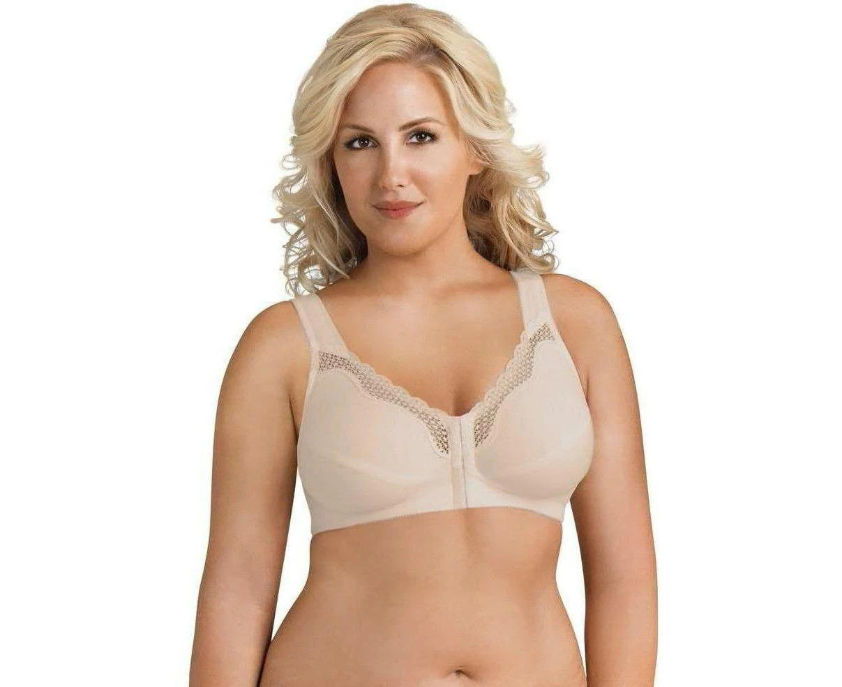 Exquisite Form: Front Opening Cotton Posture Bra  Nude