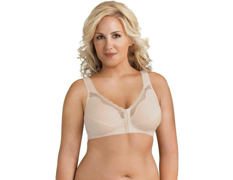 Exquisite Form Front-Close Cotton Posture Control Bra in Damask