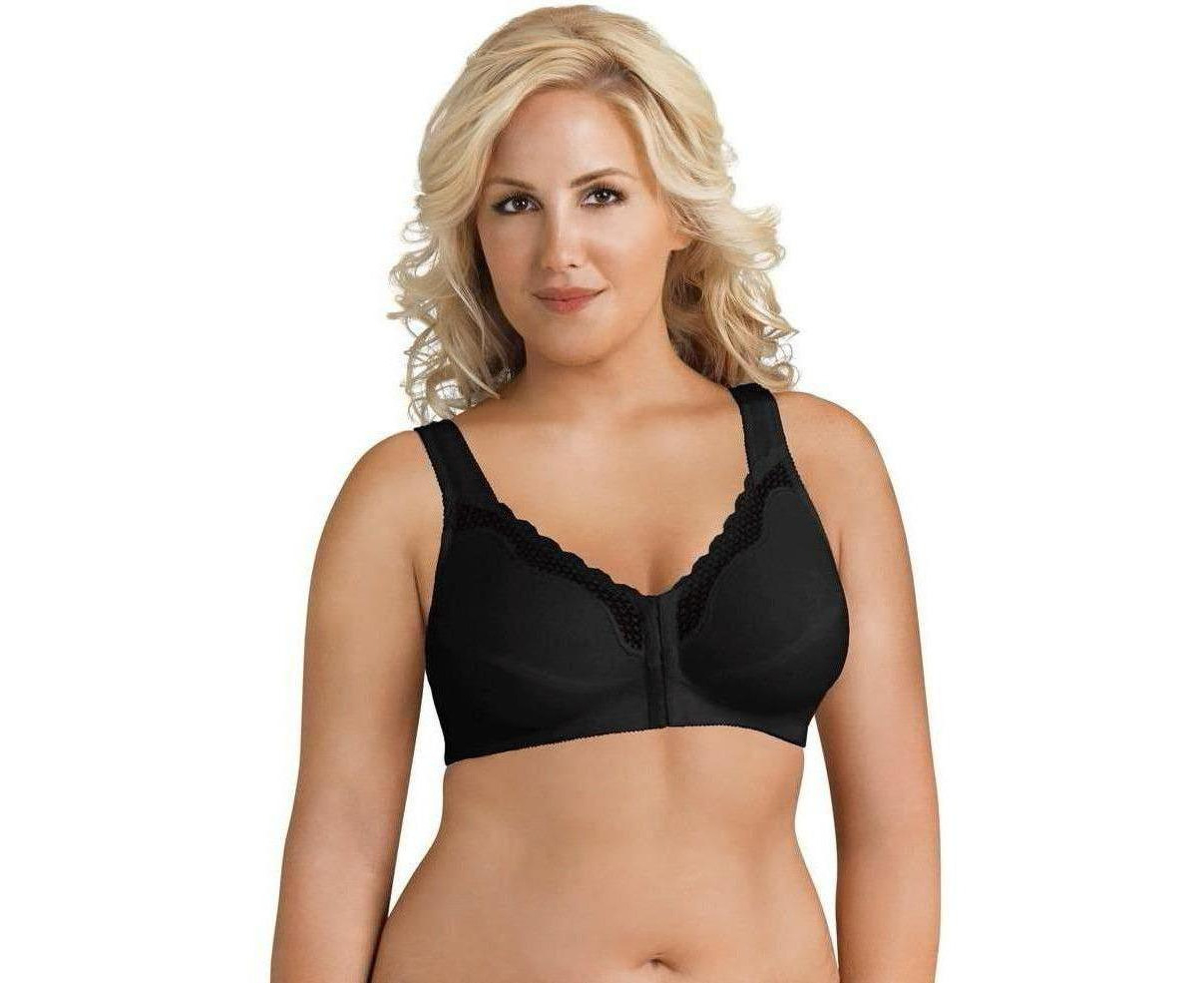 Exquisite Form Front-Close Cotton Posture Control Bra in Black