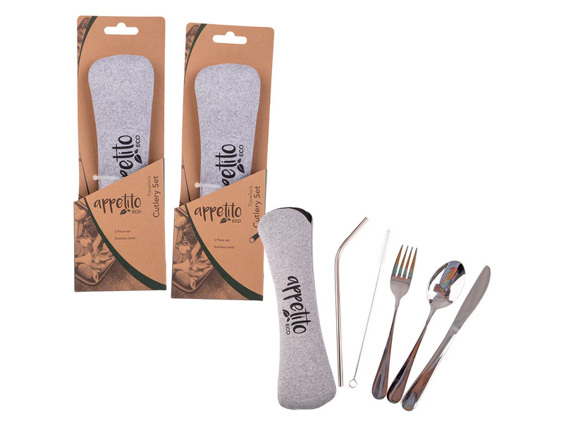 2 x Sets of Travellers Cutlery 5 Piece