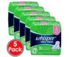 5 x Whisper Ultra Clean Normal Flow Wings Sanitary Pads Absorbent Period 10 Pack