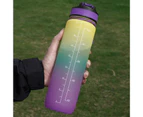 siyi 1000ml Water Bottle Leak-proof Gradient Design Food Grade Large Capacity Time Marker Drinkware Plastic Flip Top Lid Water Jug for Sports-Yellow - Yellow
