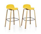 Costway 2PCs Bar Stools Modern Pub Chairs Metal Kitchen Dinning Stool w/Footrest Low Back Yellow