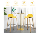 Costway 2PCs Bar Stools Modern Pub Chairs Metal Kitchen Dinning Stool w/Footrest Low Back Yellow