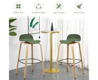 Costway 2PCs Bar Stools Modern Pub Chairs Metal Kitchen Dinning Stool w/Footrest Low Back Green