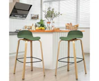 Costway 2PCs Bar Stools Modern Pub Chairs Metal Kitchen Dinning Stool w/Footrest Low Back Green