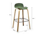 Costway 2PCs Bar Stools Modern Pub Chairs Metal Kitchen Dinning Stool w/Footrest Low Back Green