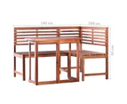 2 Pc Wooden Table & Corner Bench Seat Set Bistro Setting Outdoor Furniture Patio