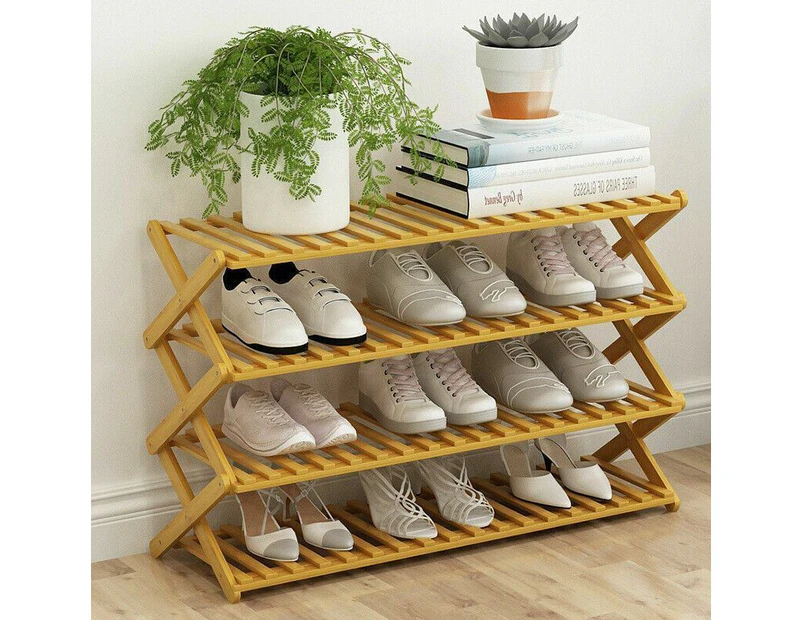 Foldable Multi Layer Shoes Rack Tiers Bamboo Bench Storage Shelf Stand Organizer 4 Tier 68cm width