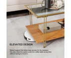 Giantex Coffee Table Rectangle Glass Top Wood Bottom Storage Shelf Gold Steel