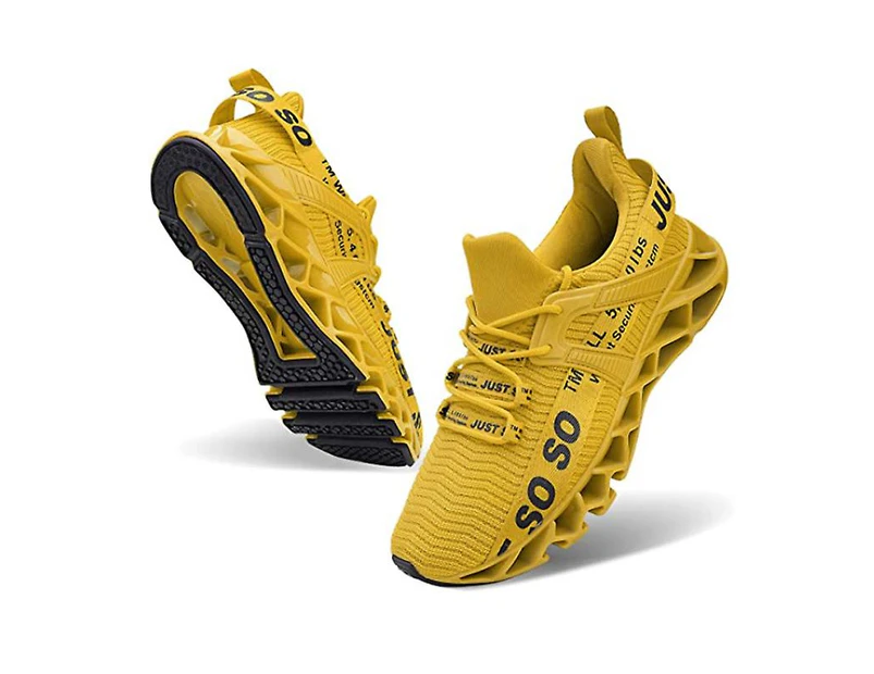 Woosien Breathable Running Shoes Blade Slip On Sneakers Mens Red Yellow