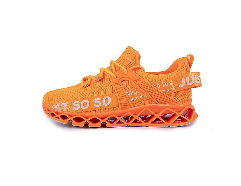 Woosien Breathable Running Shoes Blade Slip On Sneakers Mens Red Orange