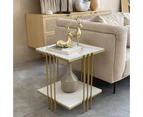 Luxury Square Side Table Sintered Stone - Gold frame