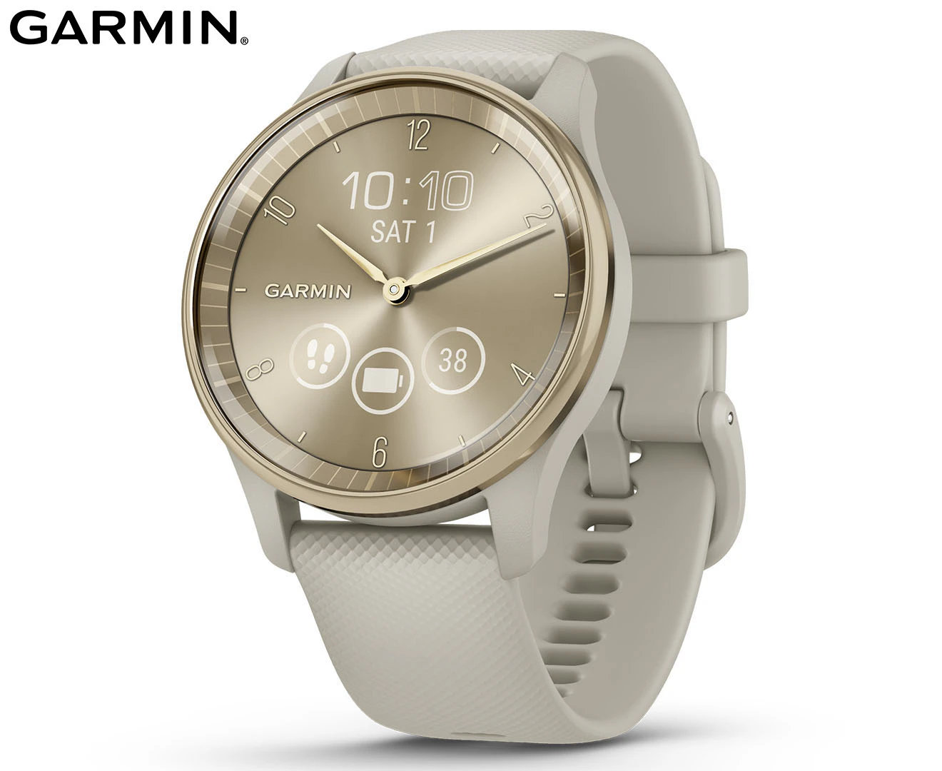 Garmin 40mm Vivomove Trend Silicone Smart Watch - French Grey/Cream Gold