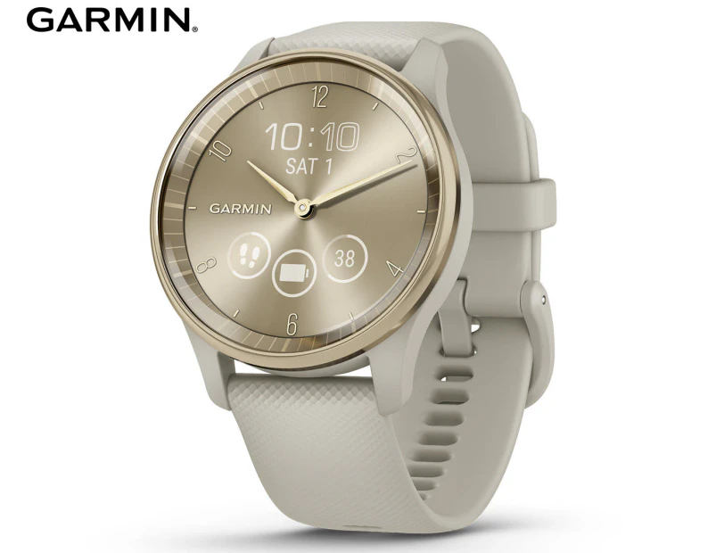 Garmin 40mm Vivomove Trend Silicone Smart Watch - French Grey/Cream Gold