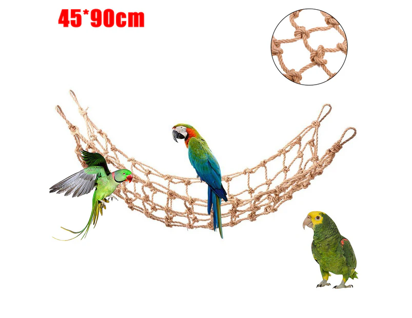 Pet Bird Parrot Climbing Hanging Rope Swing Hammock Net Game Play Gym Cage Toy