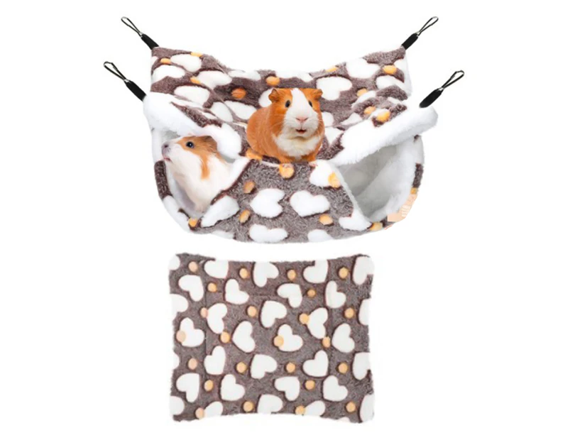 1 Set Small Animal House with Mat Non-sticky Hair Pet Bed Hamster Hammock Parrot Nest Bed for Rodent-White