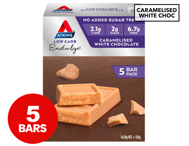 5 x Atkins Endulge Bars Caramelised White Chocolate 30g