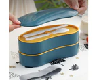 2Pcs Lunch Box Japanese Style Microwave Bento Box With Spoon Chopsticks 2-Layer Insulated Picnic Boxes Food Container For Kids School