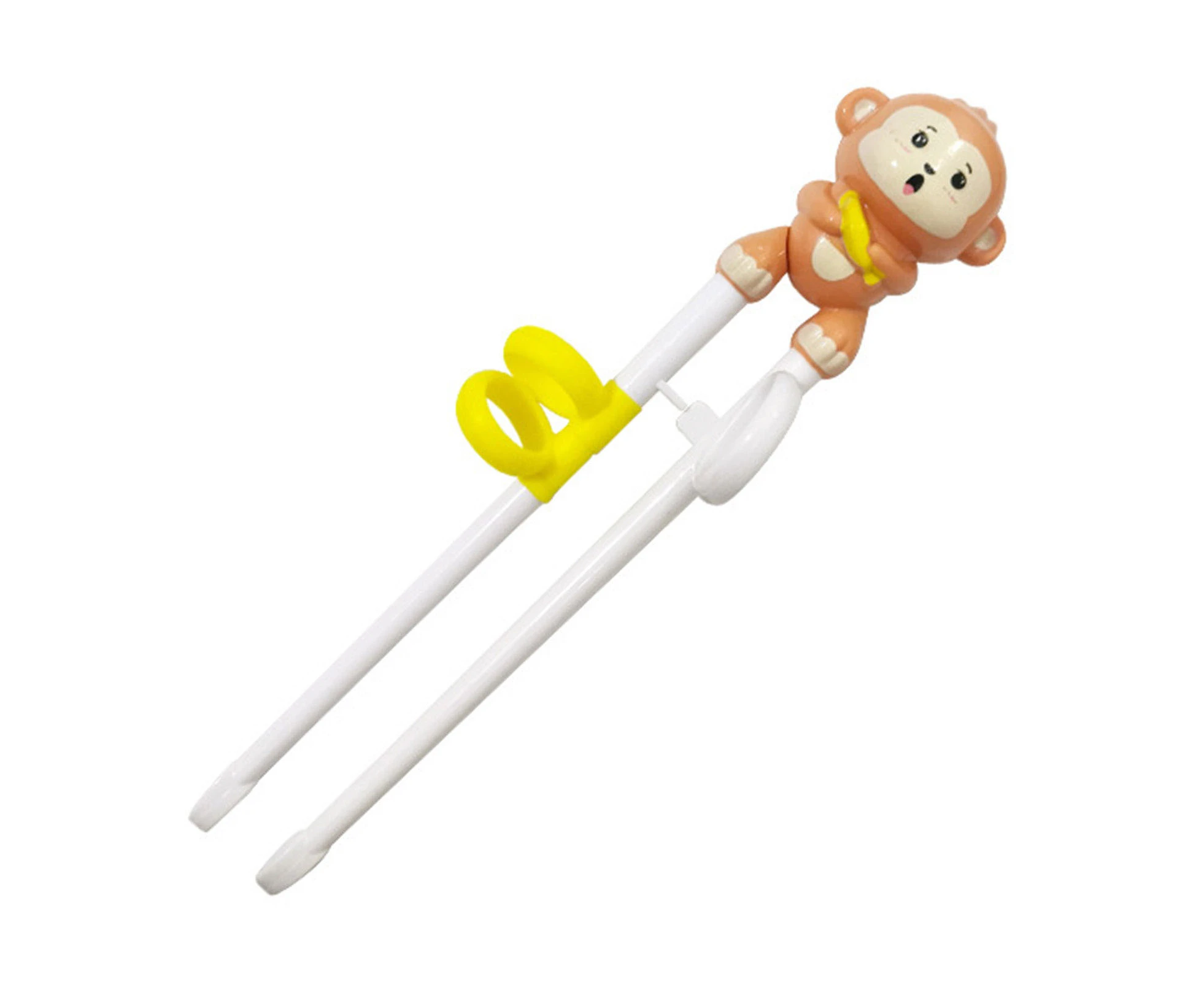 1 Pair Children Chopsticks Food with Ring Smooth Surface Easy to Use Widened Non-slip Chopstick Tips Training Animal Design Toddler Chopsticks for Home-B - B