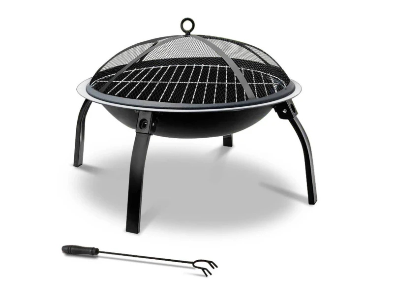 Grillz Fire Pit Firepit BBQ Grill Outdoor Garden Patio Camping Portable 22"