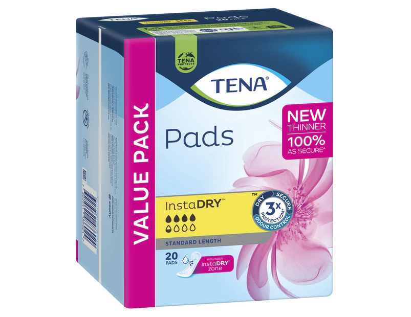 TENA Pads InstaDRY(TM) Standard Length 20 pack