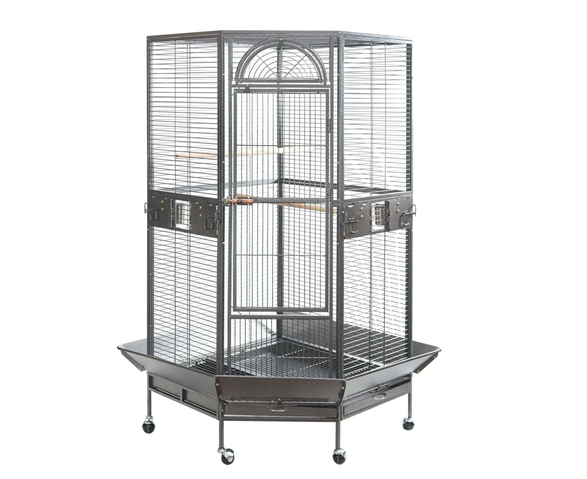 YES4PETS 161 cm XL Corner Bird Cage Pet Parrot Aviary Perch Castor Wheel