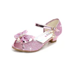 5 Colors Children Princess Sandals Kids Girls Wedding Shoes High Heels Dress Shoes Bowtie Shoes For Girls Pink