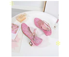 Autumn High Heels For Girls Princess Shoes Children Spring Leather Footwear Kids Party Wedding Round Toe 1-3CM Solid Color Pink