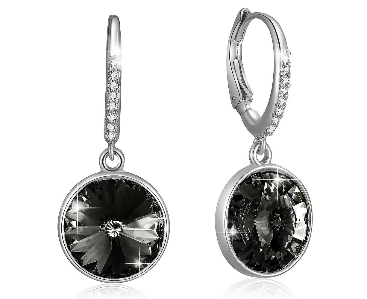 Precious Drop Earrings Silver Night Embellished with Swarovski crystals