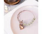 Pearl Paper Clip Chain Heart Rose Gold Layered Stainless Steel Bracelet