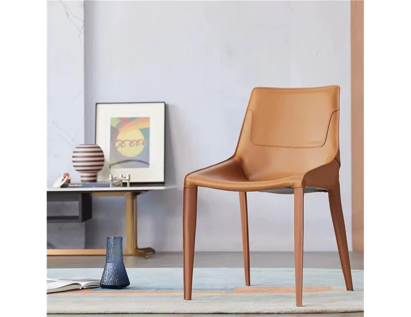 Leather Upholstered Dining Chair/Contemporary/Steel Legs