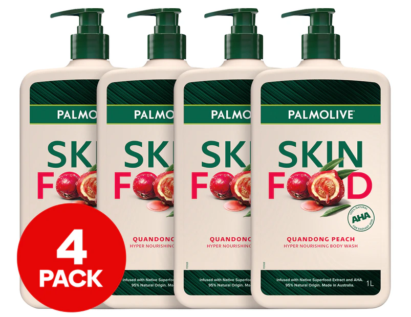 4 x Palmolive Skin Food Body Wash Quandong Peach 1L