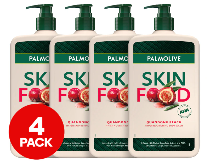 4 x Palmolive Skin Food Body Wash Quandong Peach 1L