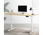 Artiss Sit Stand Desk Motorised White & Oak 140cm