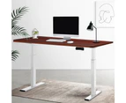 Artiss Sit Stand Desk Motorised White & Walnut 140cm