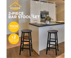 Viviendo 2 Piece Set 70cm Stool Bar Table Stools Industrial Style Steel and Wood