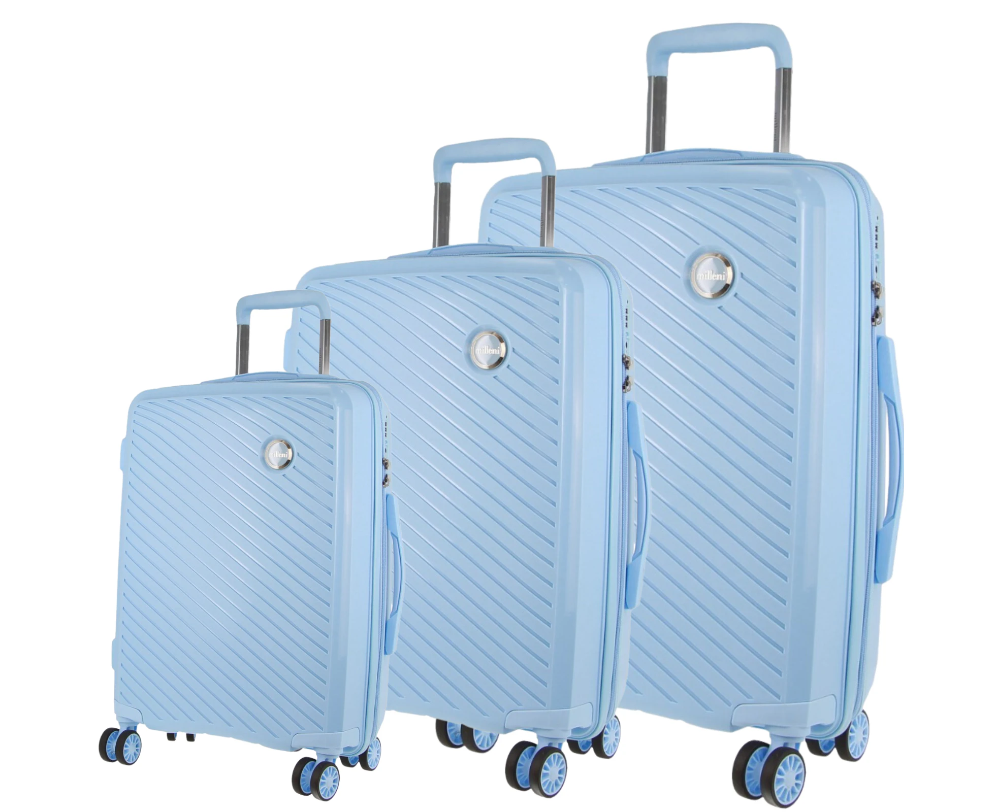 Pierre Cardin Inspired Milleni Hardshell 3-Piece Luggage Bag Set Travel Suitcase - Blue