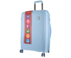 Pierre Cardin Inspired Milleni Checked Luggage Bag Travel Carry On Suitcase 65cm (82.5L) - Blue