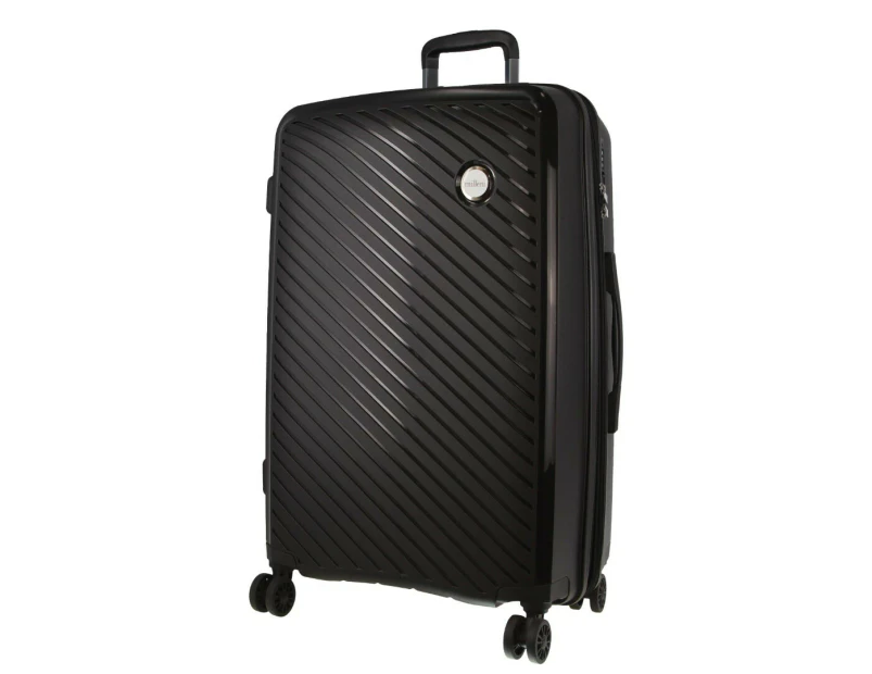 Pierre Cardin Inspired Milleni Checked Luggage Bag Travel Carry On Suitcase 75cm (124L) - Black