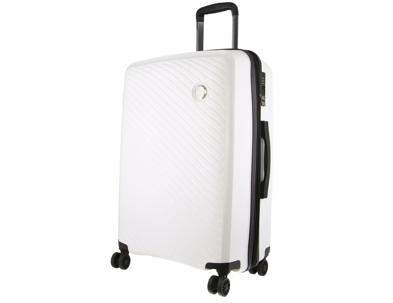 Pierre Cardin Inspired Milleni Checked Luggage Bag Travel Carry On Suitcase 65cm (82.5L) - White