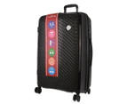 Pierre Cardin Inspired Milleni Checked Luggage Bag Travel Carry On Suitcase 75cm (124L) - Black