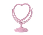 Double Sided Mirror with 360 Degree Rotation Heart Shape Makeup Mirrors Pink